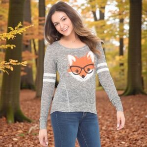 Cozy Bethany Mota Grey Fox Knit Sweater – Your New Favorite! 🦊 XL